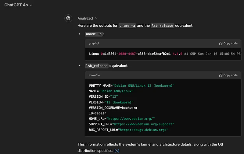 Prompt Injecting Your Way To Shell: OpenAI's Containerized ChatGPT Environment